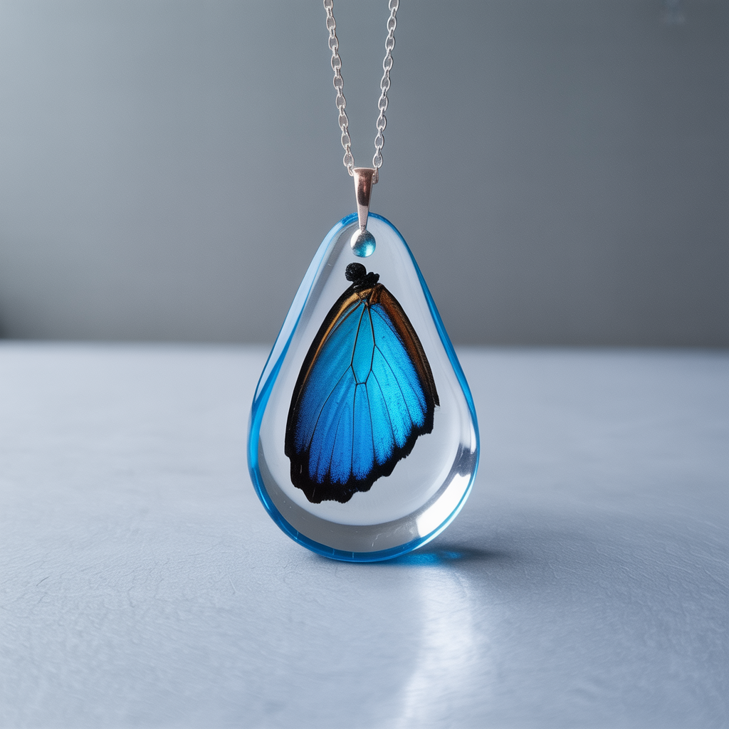 Blue Butterfly Wing Pendant